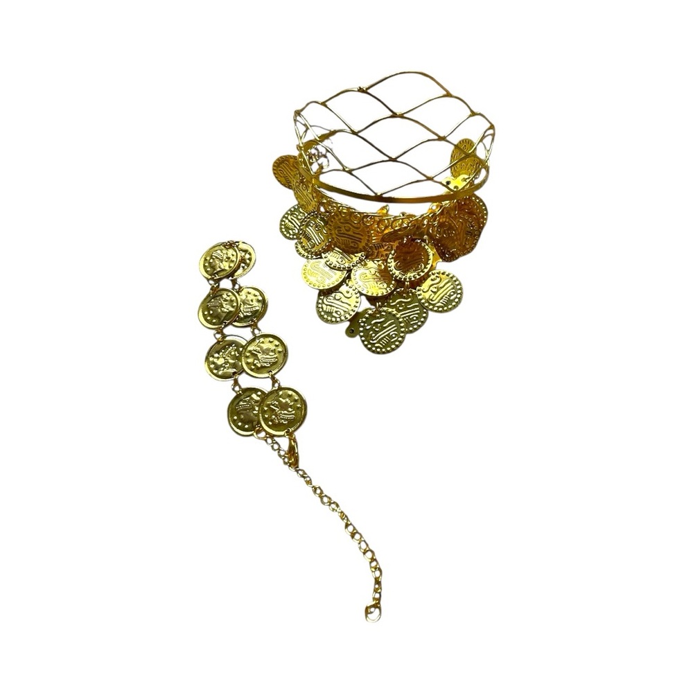 Gold Costume Coin Bracelet and Arm Band Set